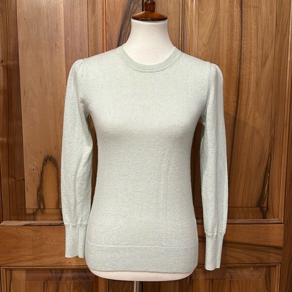 Banana Republic Puff-Shoulder Crewneck Sweater - Merino Wool/Cashmere, EUC S - Picture 1 of 15